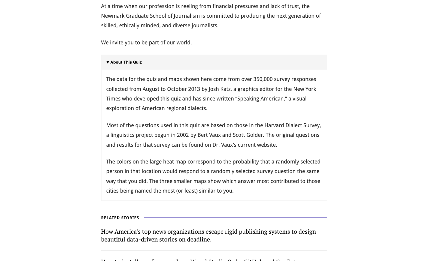 A ReadMore component showing the title 'About This Quiz' with a right arrow. When clicked, the arrow points down and a paragraph of text appears below.