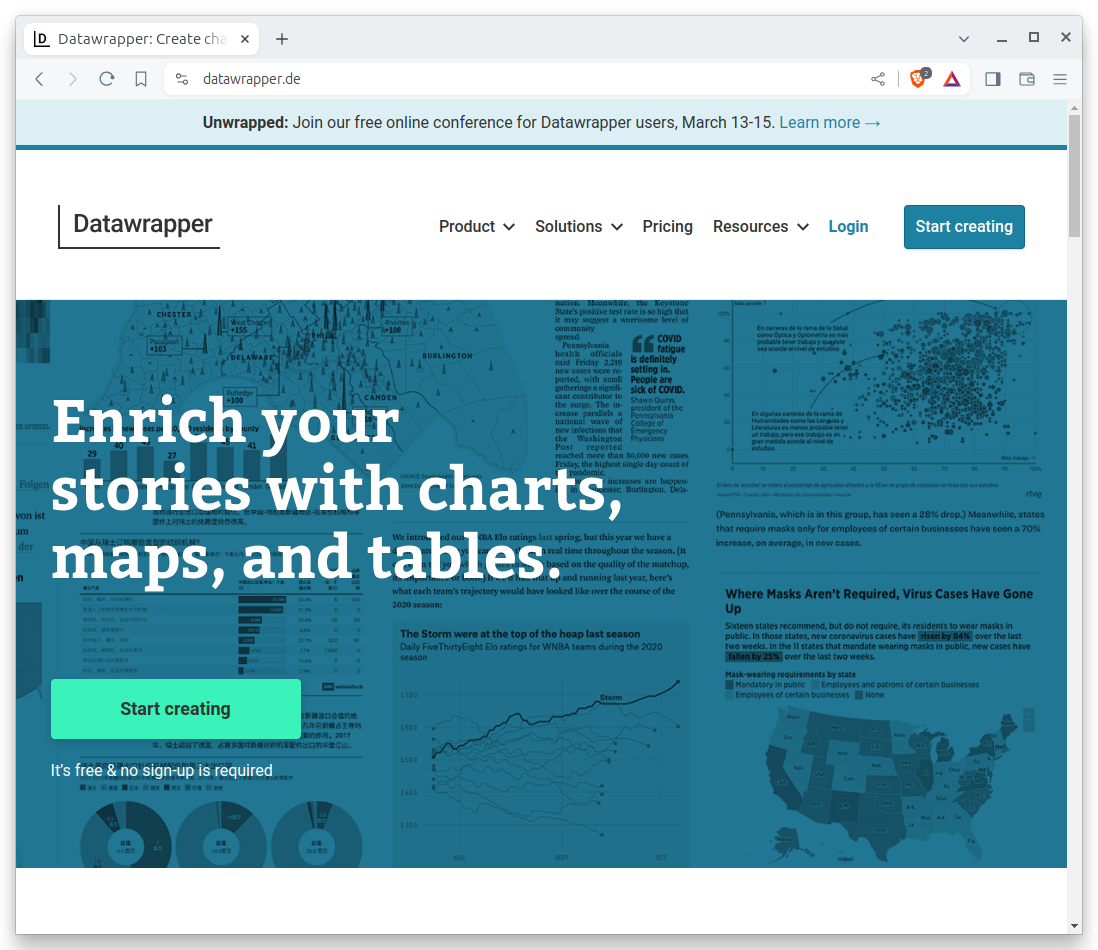 Datawrapper's homepage