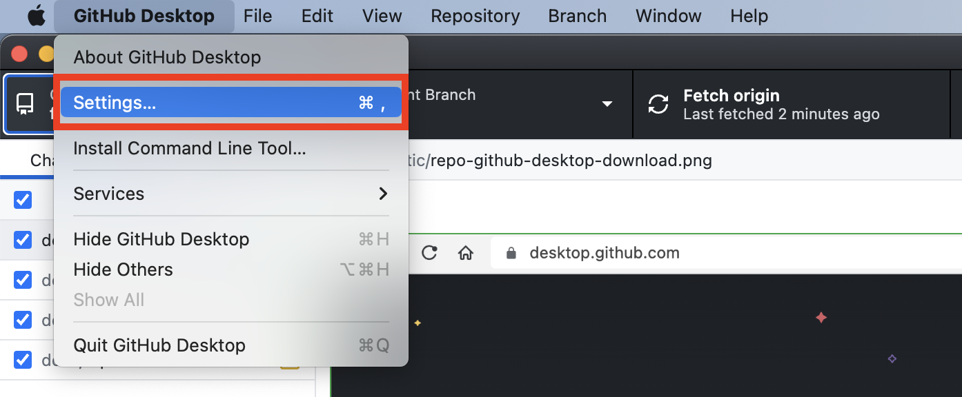 GitHub Desktop settings 1